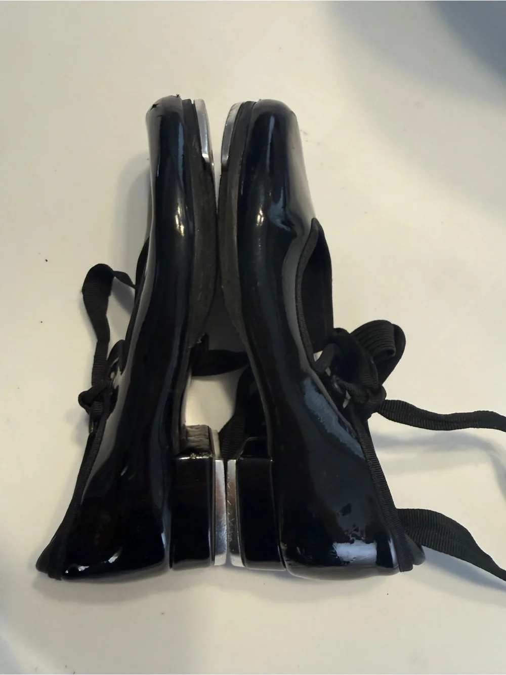 Bloch Girls Size 4H Black Patent Lace-Up Techno Tap Shoes